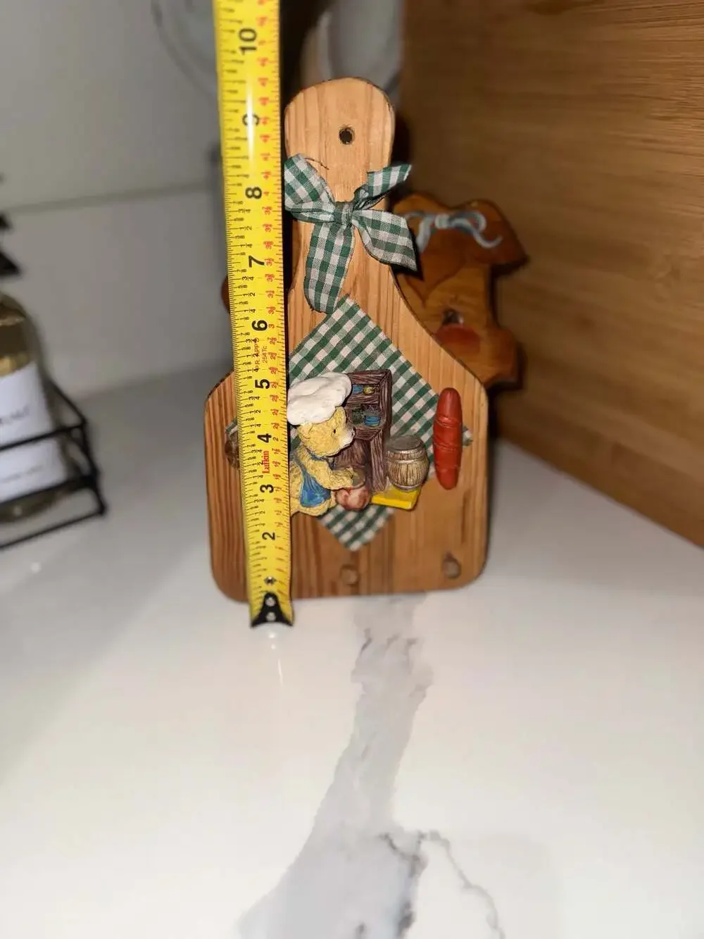Vintage Wooden Decorative Cutting Board Wall Hanging with Teddy Bear Chef